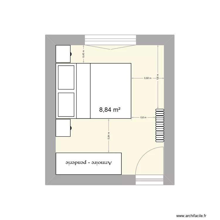 Estelle. Plan de 1  et 9 m²