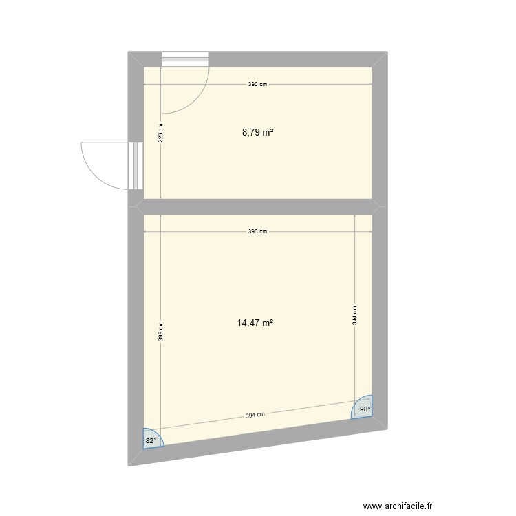 GAGLIARDO. Plan de 2 pièces et 23 m2