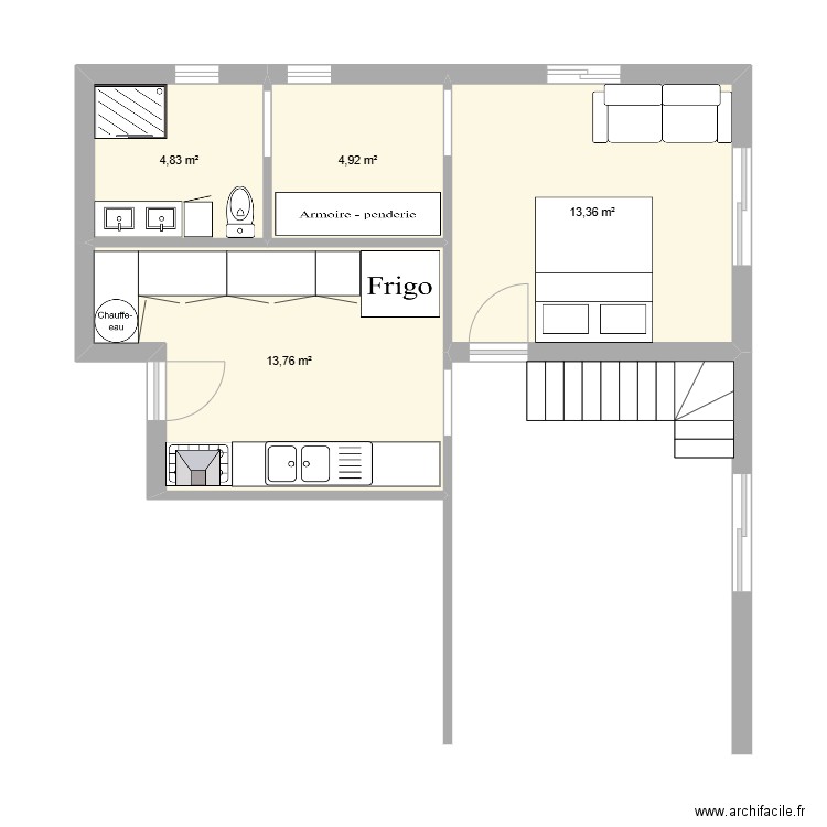 MS23. Plan de 4 pièces et 37 m2