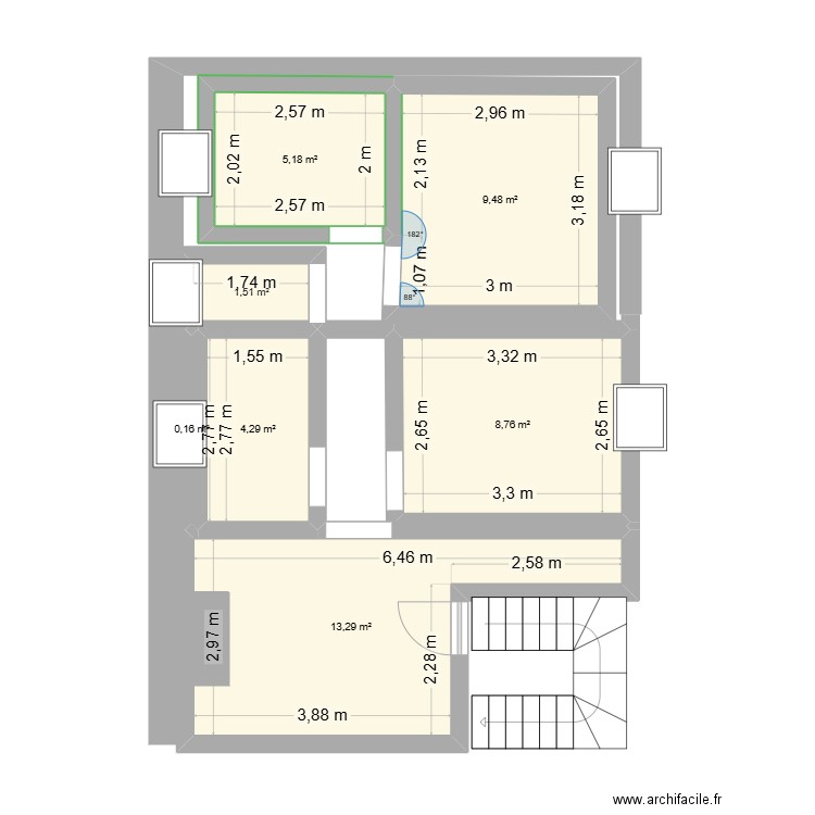 comble Bedous. Plan de 7 pièces et 43 m2