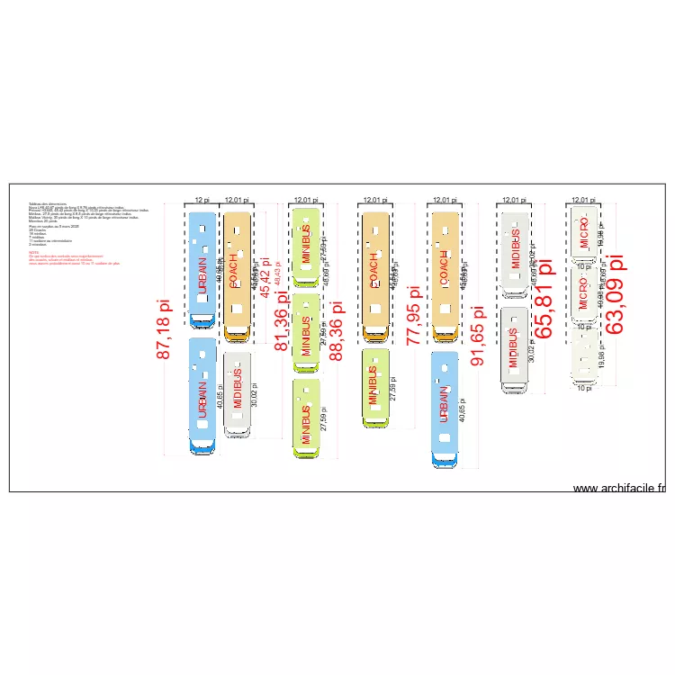 Stationnement bus surplus. Plan de 