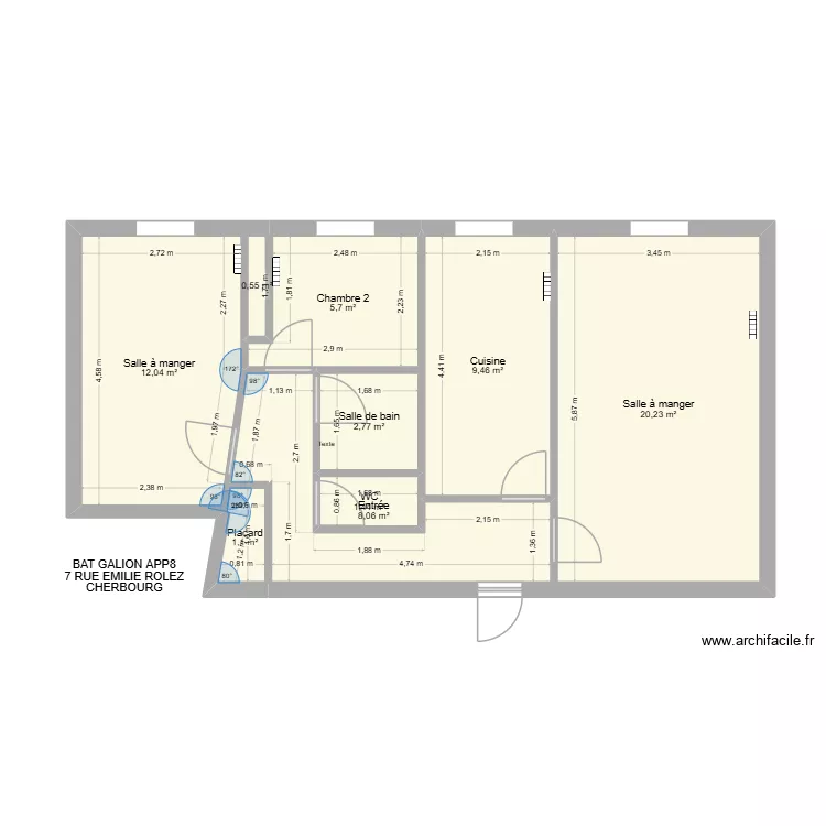 BAT GALION APP8. Plan de 9  et 61 m²