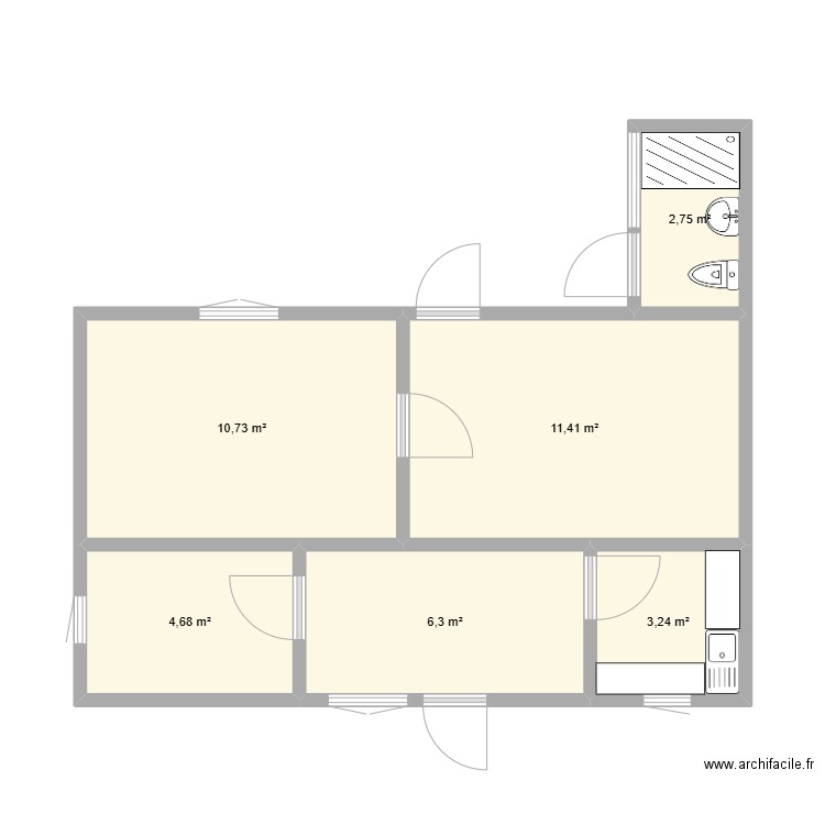 Maison Gardien 2. Plan de 6 pièces et 39 m2