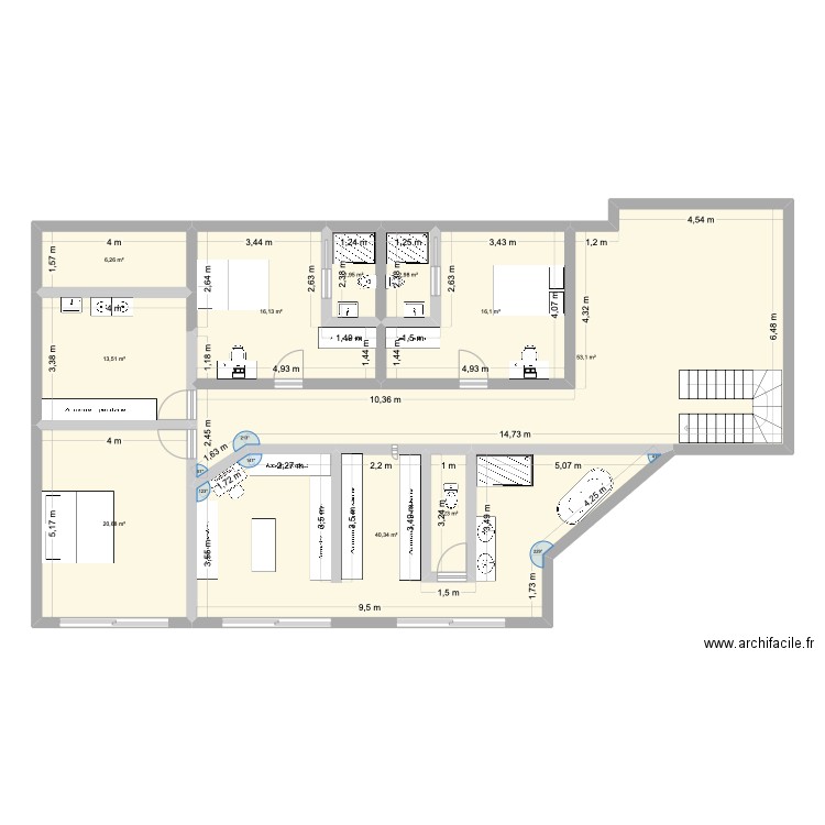 test. Plan de 10 pièces et 175 m2