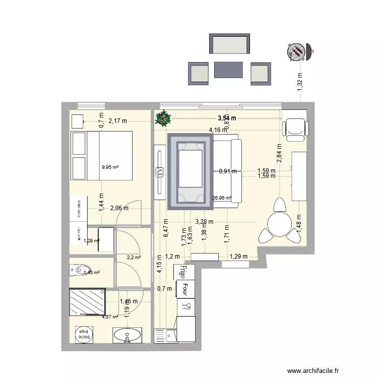 BEGLES. Plan de 6 pièces et 46 m² BEGLES. Plan de 6 pièces et 46 m²