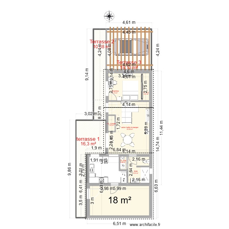 Plan Final côtes. Plan de 10 pièces et 102 m2