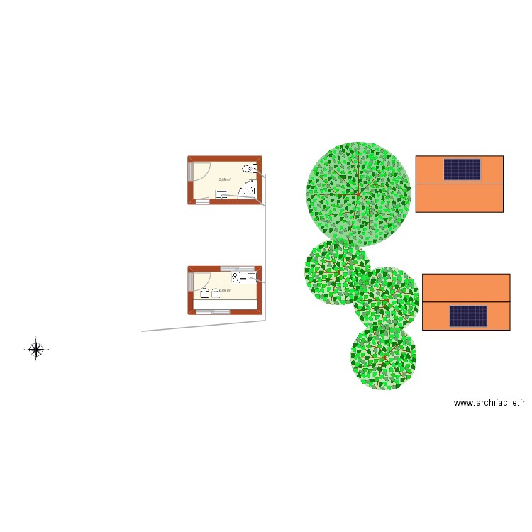 abri sdb. Plan de 2 pièces et 10 m2