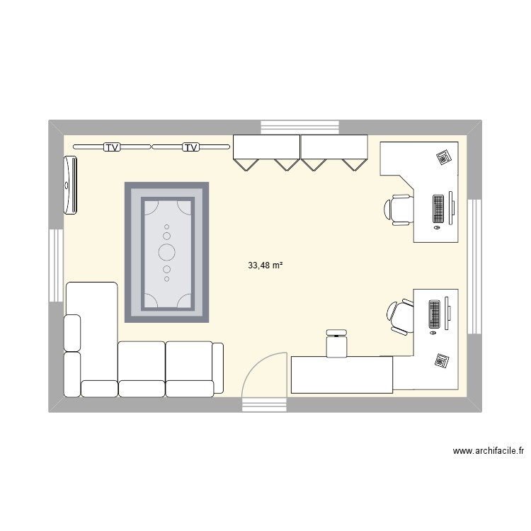 Addition. Plan de 1 pièce et 33 m2