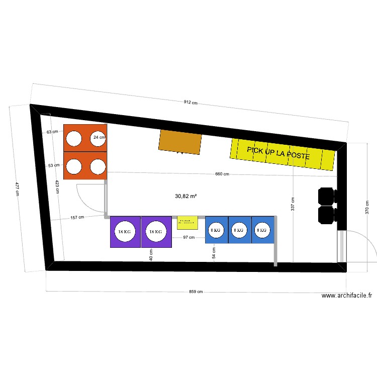 LOCAL CHATEAUROUX. Plan de 1 pièce et 31 m2