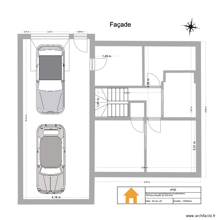 JPSE Agrandissement 2025 RC+1É VQ Garage. Plan de 0 pièce et 0 m2