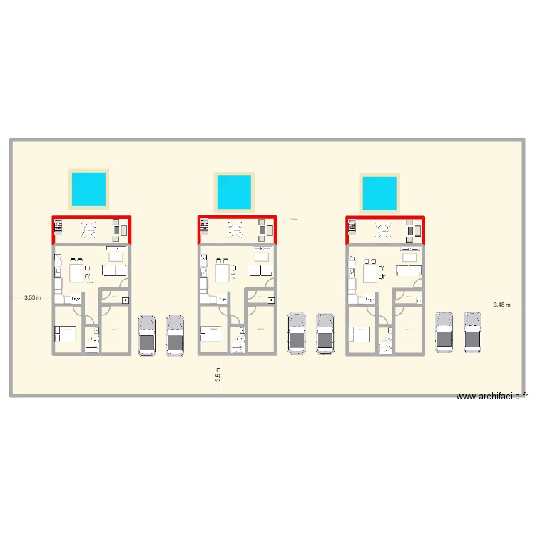 projet multi 3. Plan de 19 pièces et 1262 m2