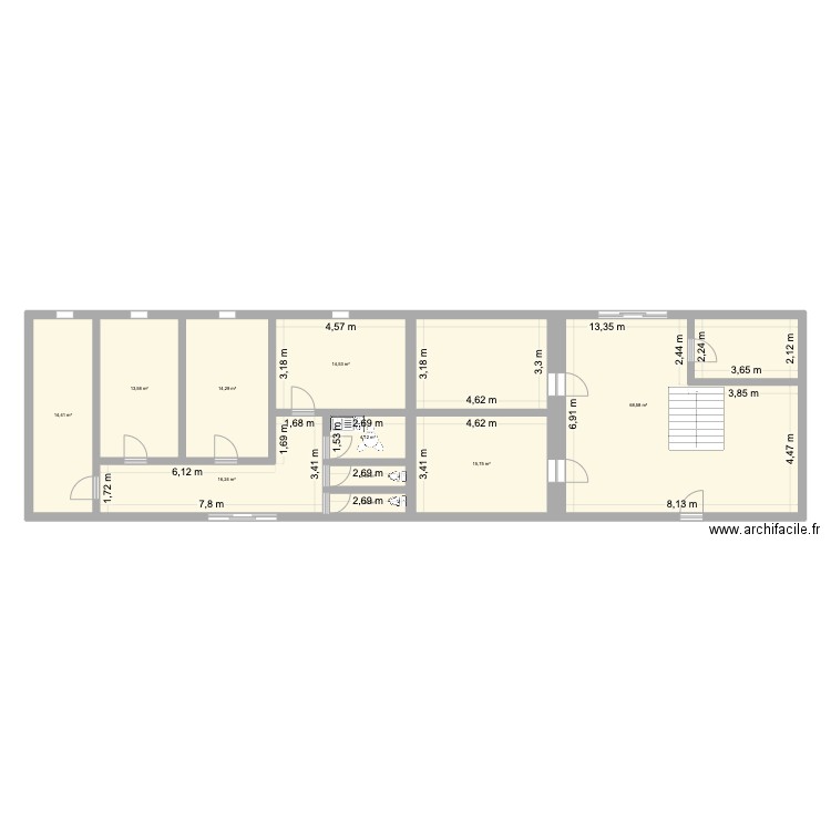 PROJET ARC. Plan de 10 pièces et 165 m2