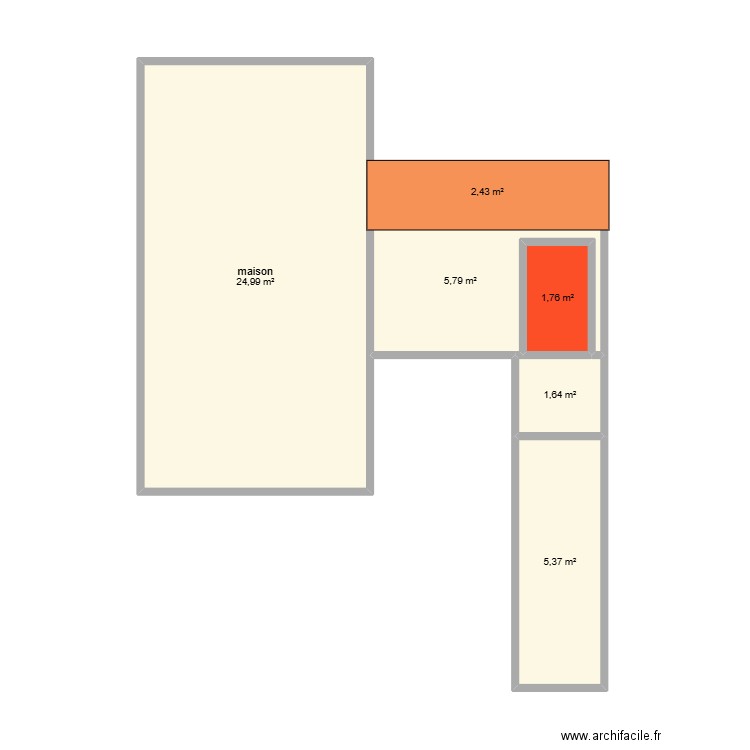 plan bassidi face. Plan de 6 pièces et 42 m2
