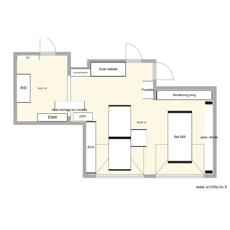 garage TSP2000E. Plan de 2 pièces et 73 m2
