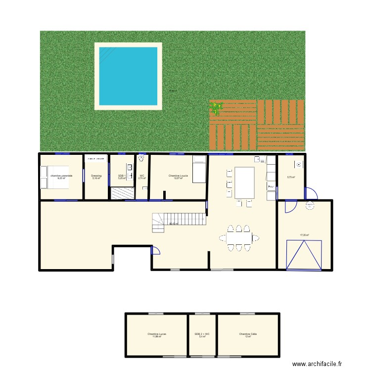 Maison Loupian. Plan de 11 pièces et 173 m2