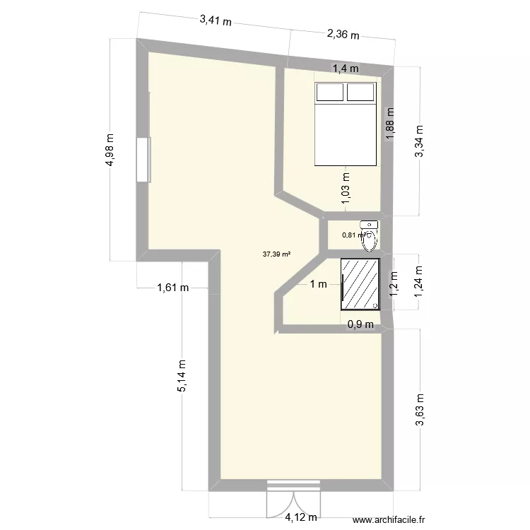 jdmr. Plan de 2  et 38 m²