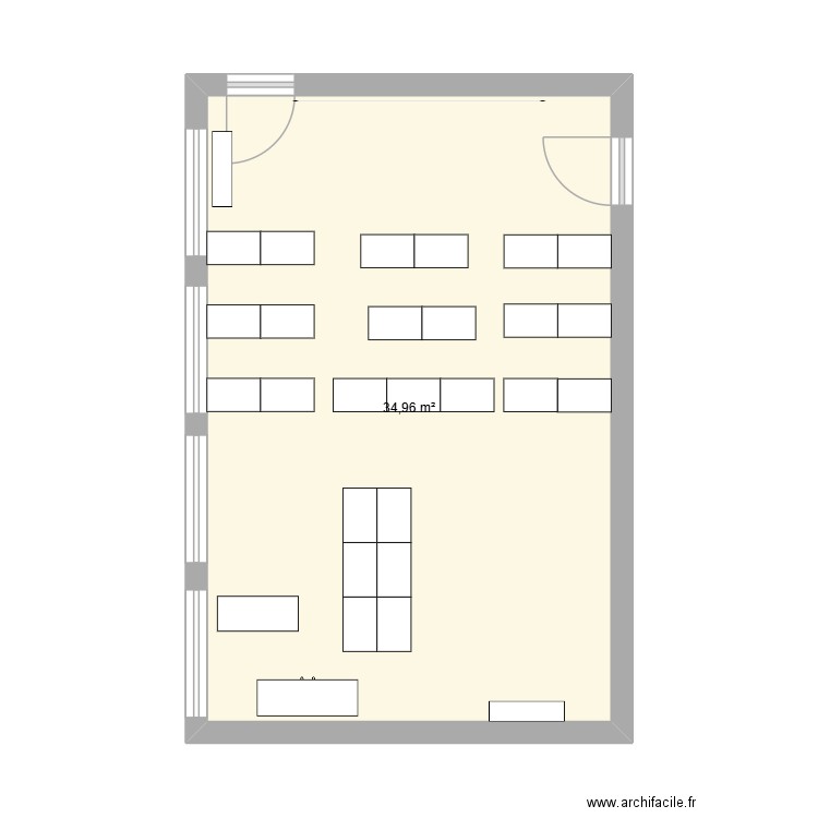 clase. Plan de 1 pièce et 35 m2