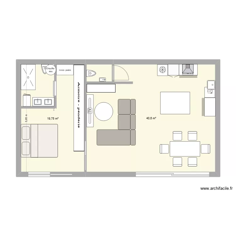 EXTENSION SAINT OUEN. Plan de 2 Pièces et 60 m² EXTENSION SAINT OUEN. Plan de 2 Pièces et 60 m²