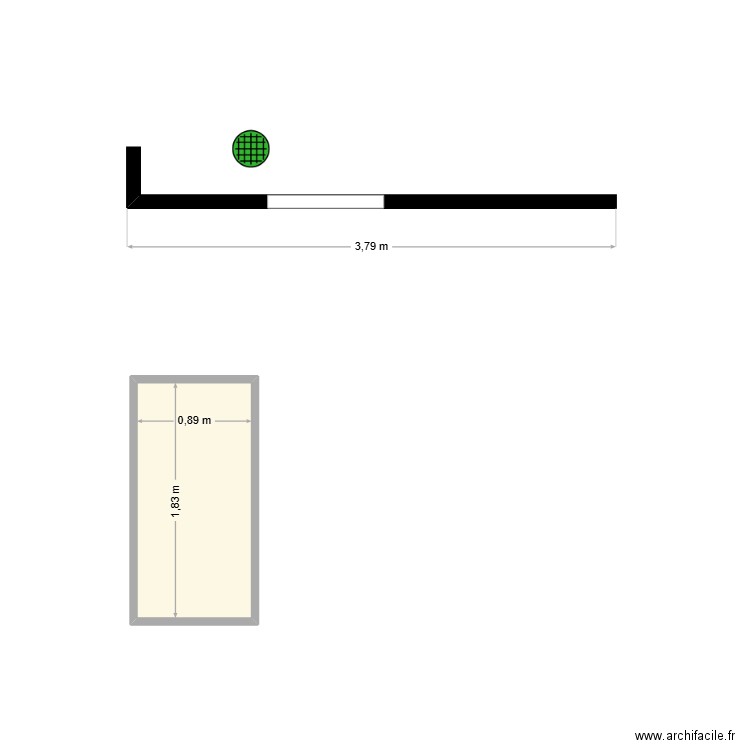 Portillon. Plan de 1 pièce et 2 m2