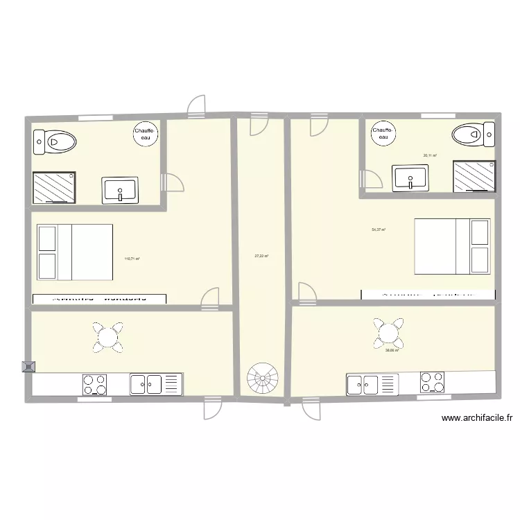 rdc. Plan de 5  et 250 m²