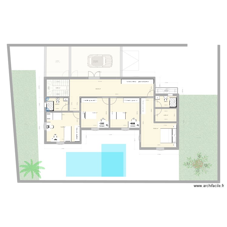  etage. Plan de 18 pièces et 232 m2