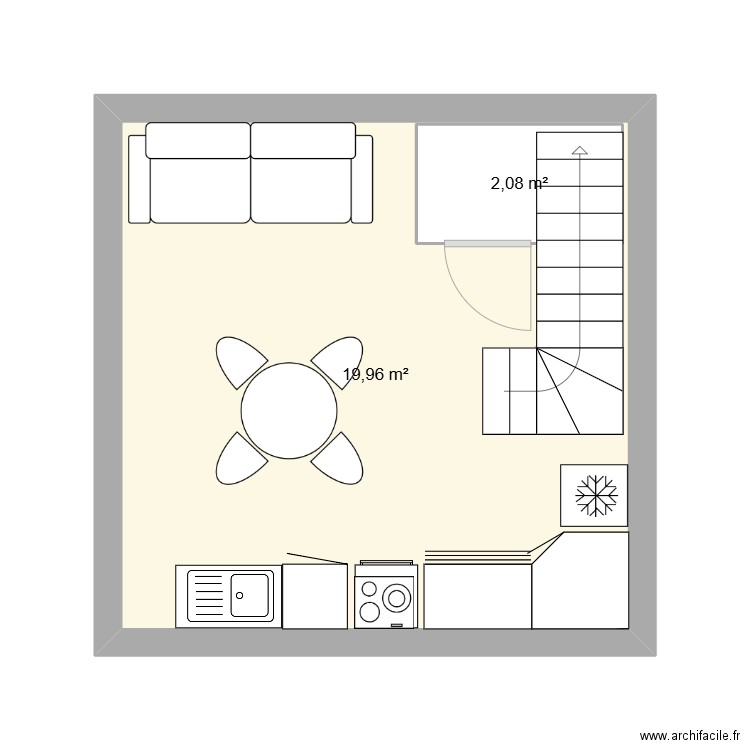 Paul premier. Plan de 2 pièces et 24 m2