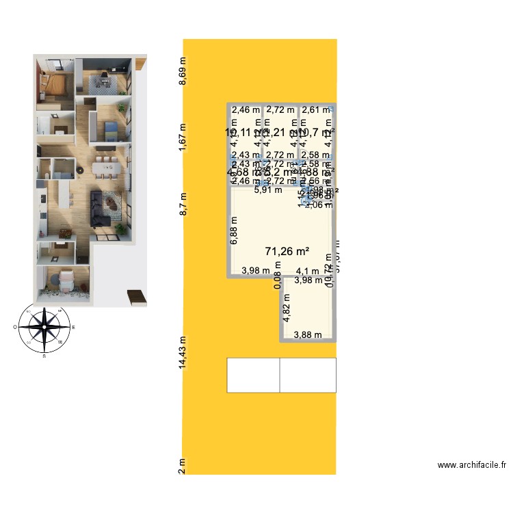 Les clayes val d'arcy 7. Plan de 8 pièces et 120 m2