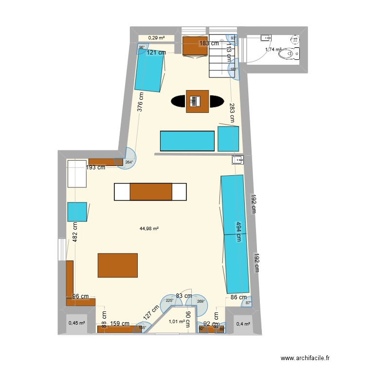 Plan Aménagement Fromagerie V2. Plan de 6 pièces et 49 m2
