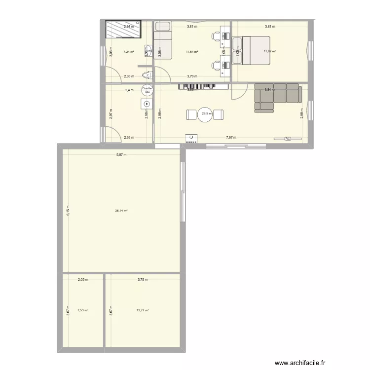 agrandissement. Plan de 7 Pièces et 118 m² agrandissement. Plan de 7 Pièces et 118 m²