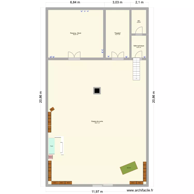 CAVES GENDREAU. Plan de 6 et 228 m² CAVES GENDREAU. Plan de 6 et 228 m²