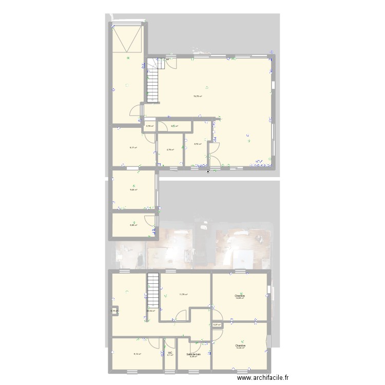 rtt2. Plan de 17 pièces et 192 m2
