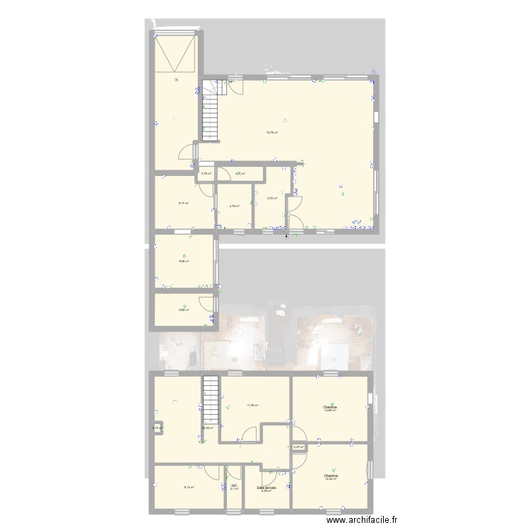 rtt2. Plan de 18 pièces et 194 m2