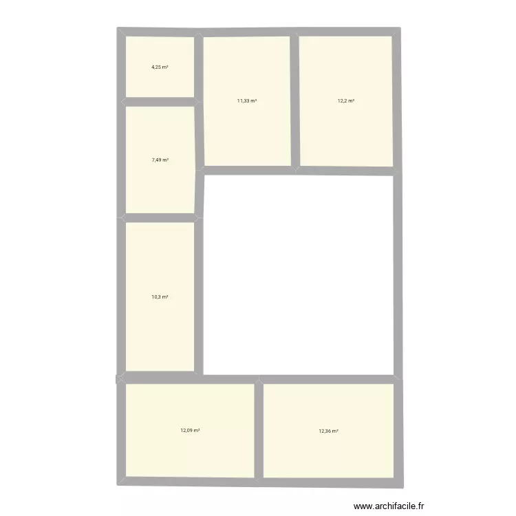 casa. Plan de 7  et 70 m²
