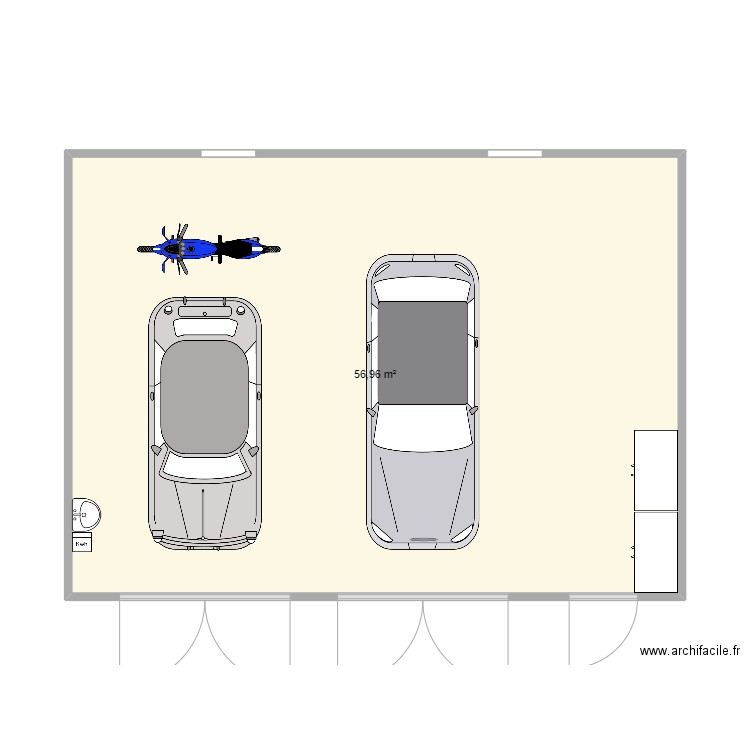 garage final. Plan de 1 pièce et 57 m2