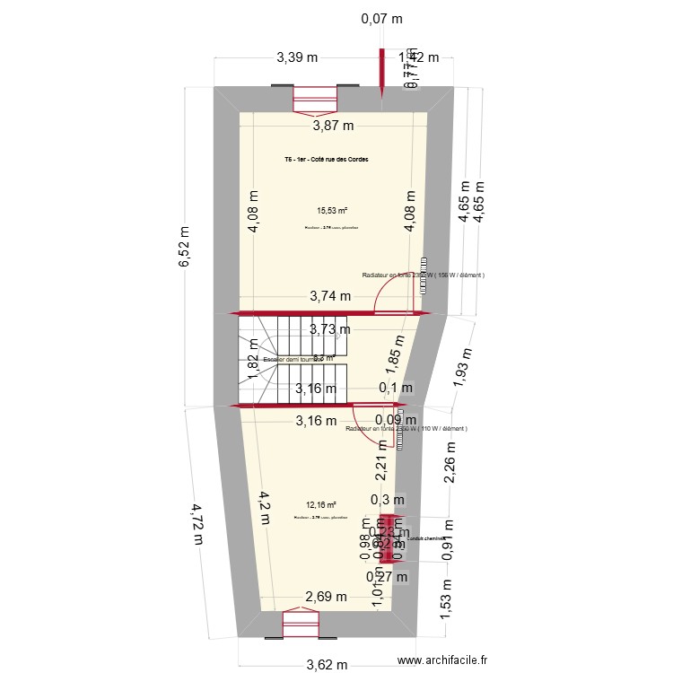 T5 - 2ème. Plan de 4 pièces et 34 m2