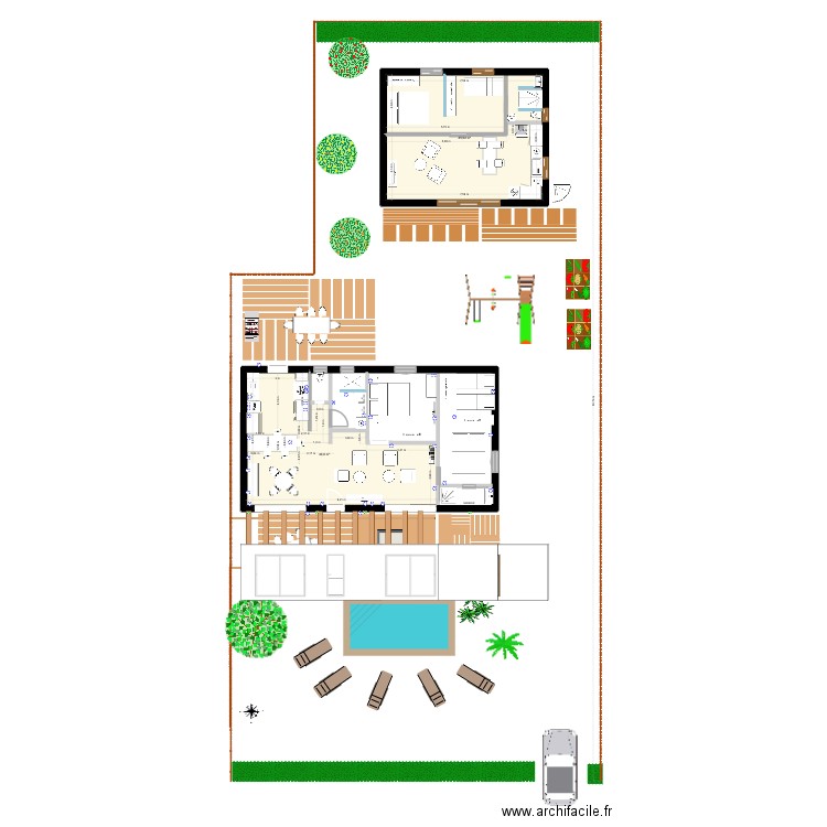 Aureilhan EXTENSION version 45m2. Plan de 2 pièces et 86 m2