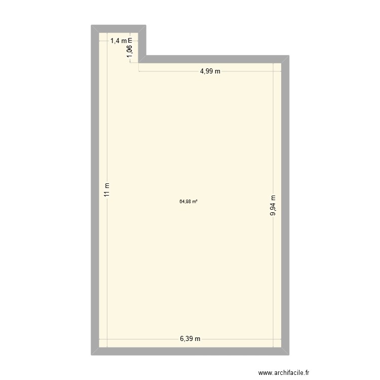 ERAGNY R+1. Plan de 1 pièce et 65 m2