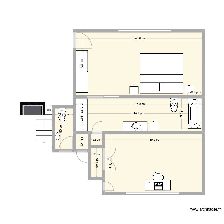 salle bain chalet. Plan de 0 pièce et 0 m2