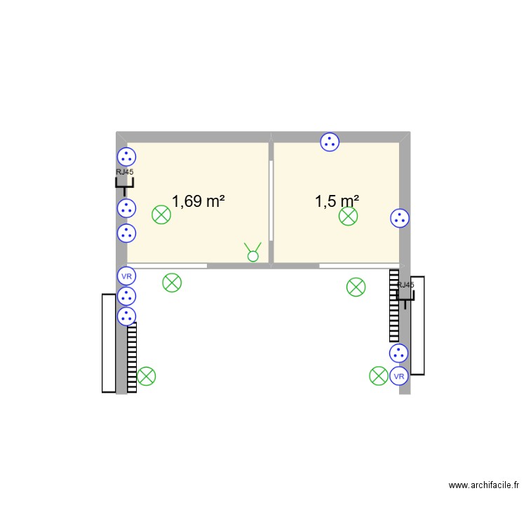 CHAMBRE PROJET. Plan de 2 pièces et 3 m2