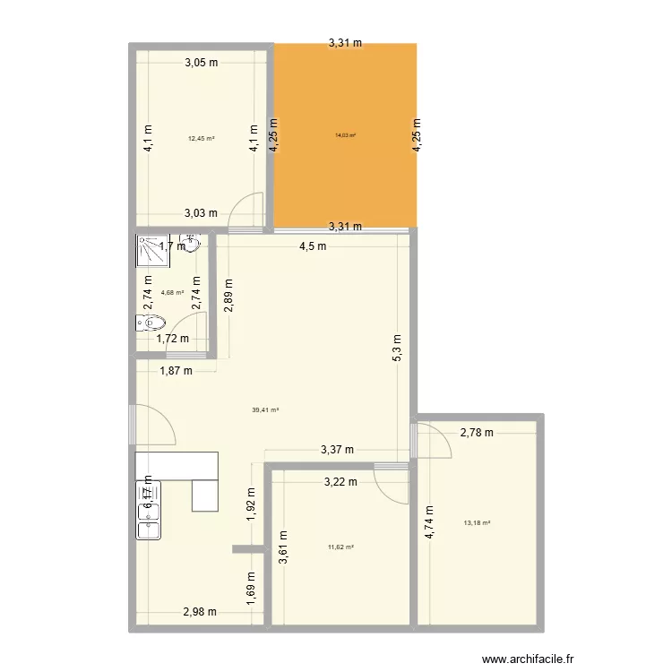 Trano Appartement. Plan de 