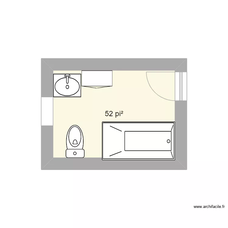 chambre de bain 2. Plan de 1  et 5 m²