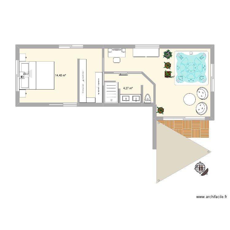 extansion 3. Plan de 3 pièces et 35 m2