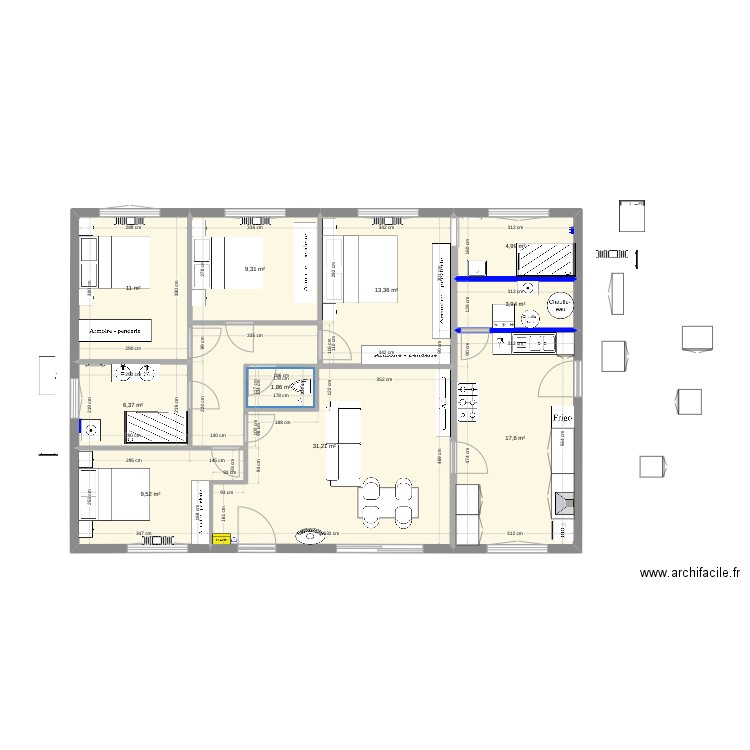 futur disposition + meuble v2 + dplcmt linky. Plan de 0 pièce et 0 m2