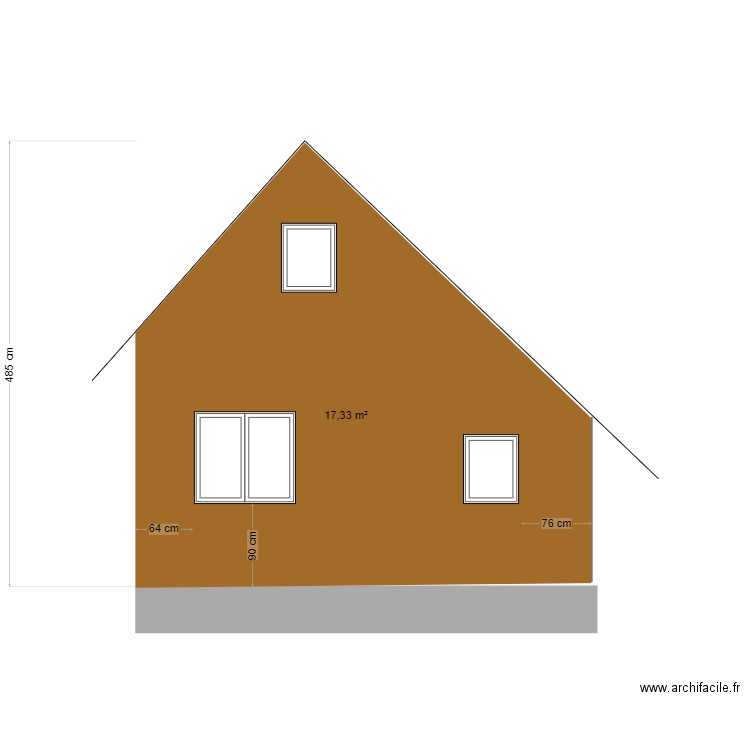 façade ouest. Plan de 0 pièce et 0 m2
