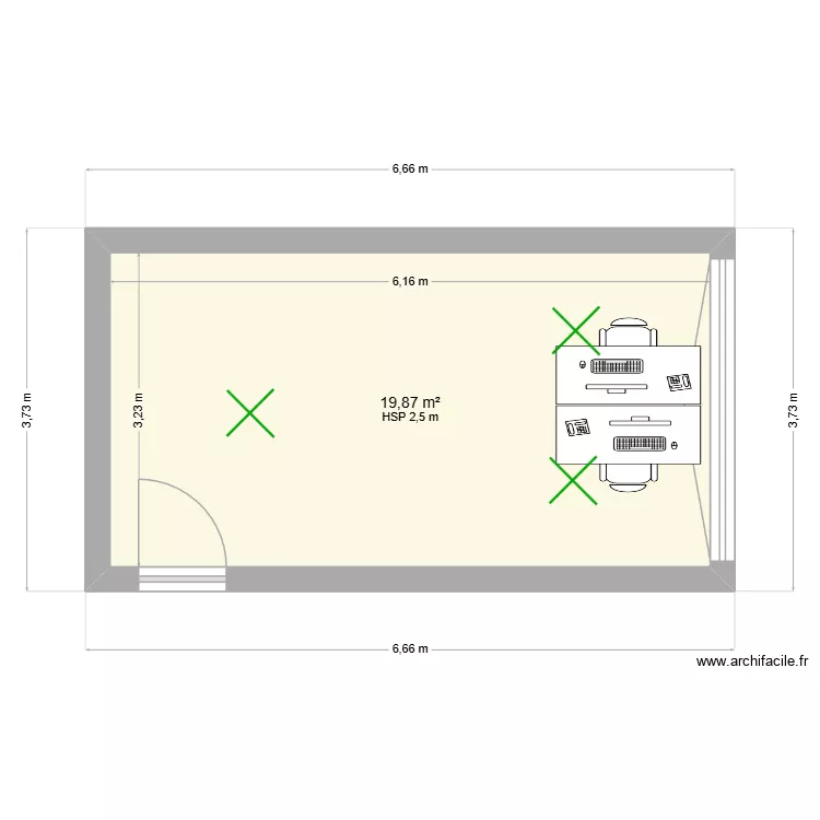 Bureau de formateur. Plan de 1 pièce et 20 m²