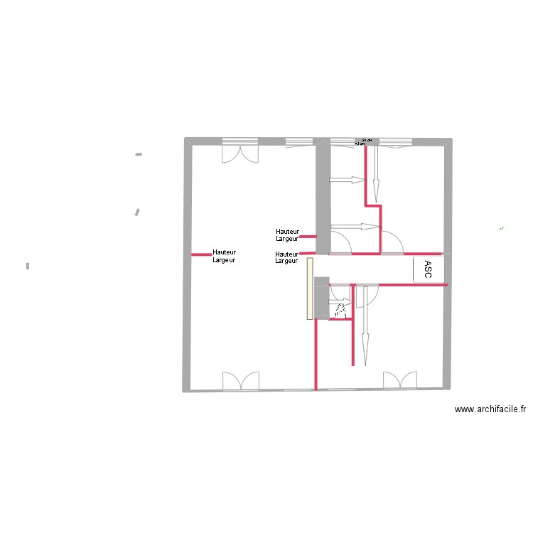 placo. Plan de 1 pièce et 78 m2