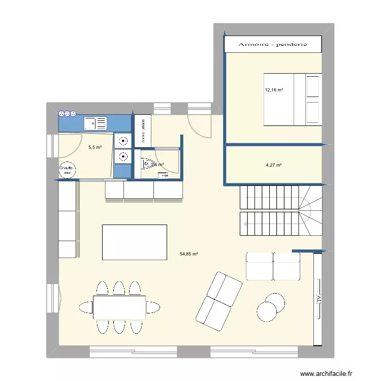 Maison d&eacute;finitive. Plan de 5  et 78 m²