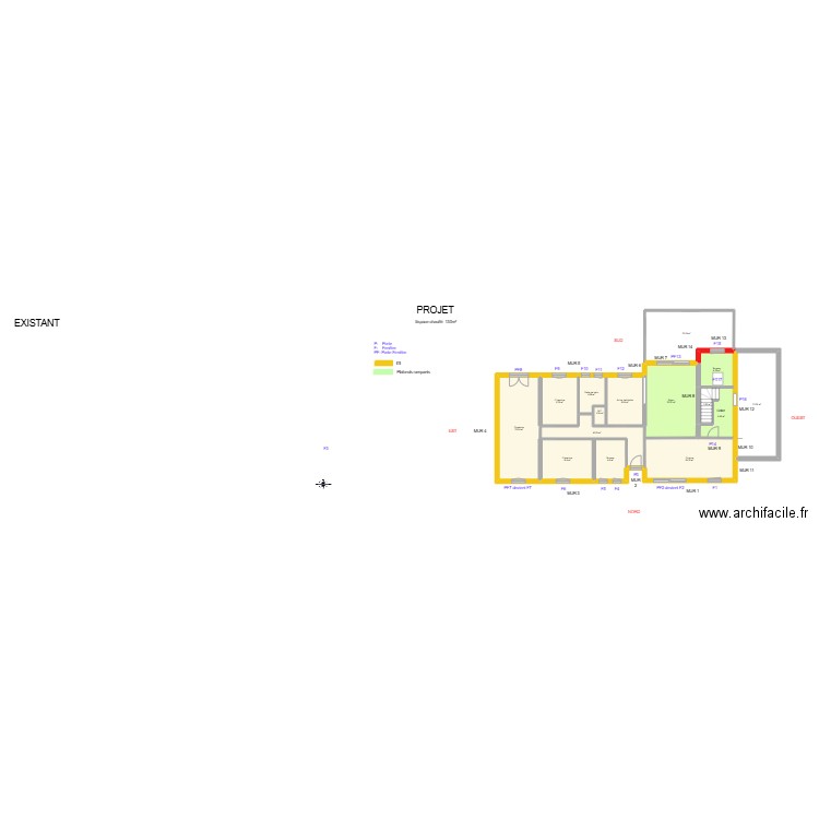 MANGIAVILLANO_ Projet. Plan de 15 pièces et 179 m2