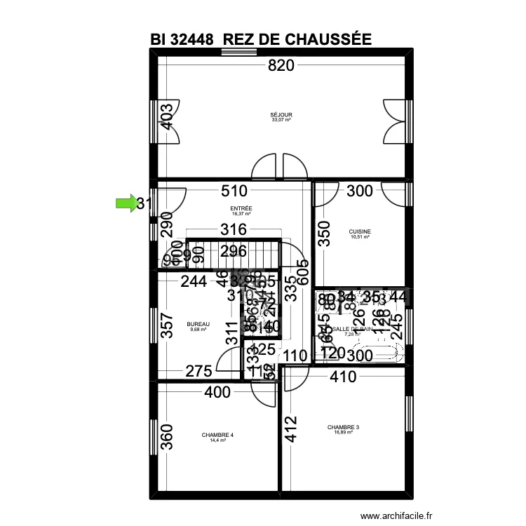 BI 32448. Plan de 34  et 525 m²