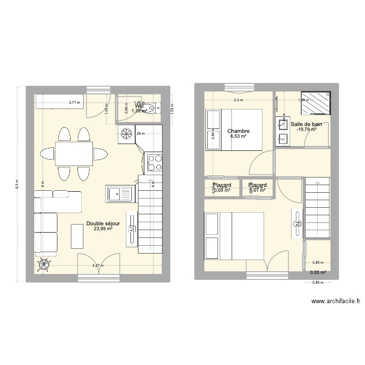 Coudalère 51m2. Plan de 7 pièces et 37 m2